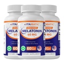 Mélatonine vitamatique 60 mg Comprimés à dissolution rapide - 60 comprimés végétaliens naturels à saveur de berry - Préparation non-habitante - Non-OGM, sans gluten (3 bouteilles)
