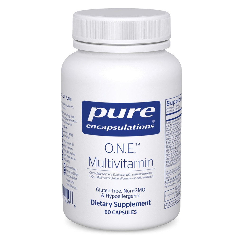 Encapsulations pures Multivitamine O.N.E. - Multivitamine une fois par jour avec la métafoline complexe antioxydante, la coQ10 et la lutéine pour soutenir la vision, la fonction cognitive et la santé cellulaire* - 60 capsules