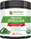 Premium en poudre de spiruline biologique USDA - Spiruline biologique d'algues vertes bleues de Californie et d'Hawaii – 100% végétalien et végétalien, non-OGM, non irradié – Le meilleur super aliment vert pour les smoothies!