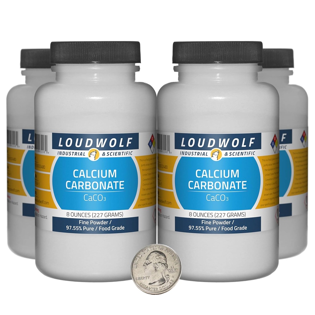 Carbonate de calcium / 2 livres / 4 bouteilles / 97,55 % Pure Food Grade/fin poudre