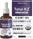 Total K2®= Vitamine K2 comme MK7 & MK4= Plus K1 & Vitamine D3 Cofactor - 620 mcg K2 par portion - MK7 trans de MenaQ7® - Vitamine K plein spectre - Vegan, certifié biologique (Liquid 1 oz)