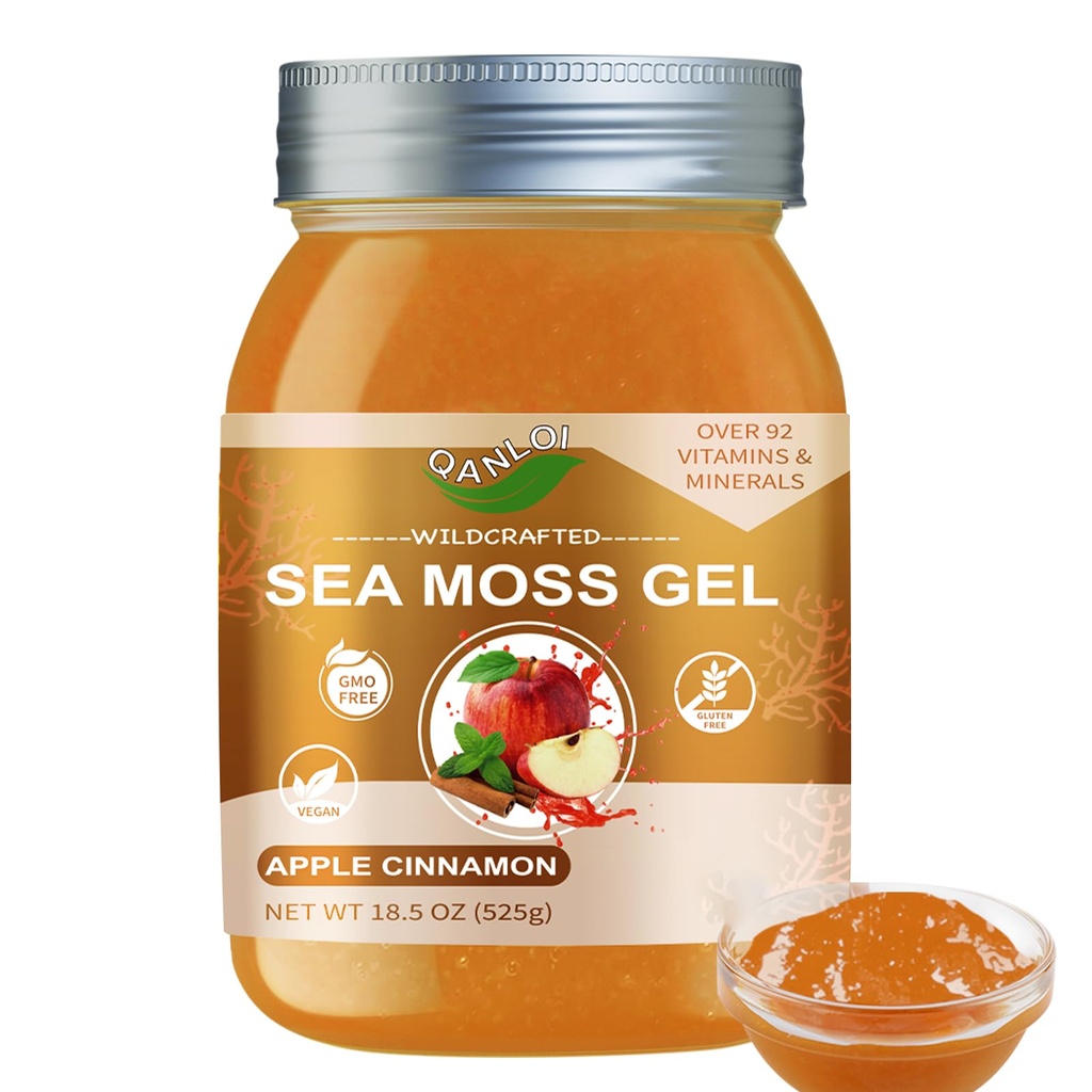 Seamoss Raw Gel with Irish Sea Moss,Sea Moss Supplement-Immune Support-18.5OZ Sea Moss Advanced (Apple Cinnamon)