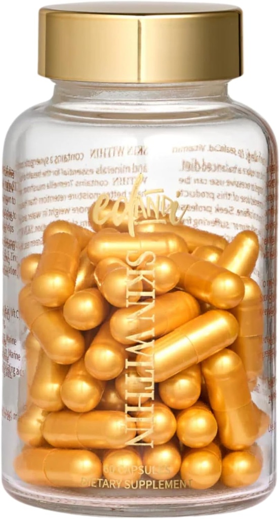 Peau à l'intérieur des cheveux Peau et ongles Collagène complément alimentaire naturel avec vitamine C et collagène marin, 30 jours d'approvisionnement, 60 capsules