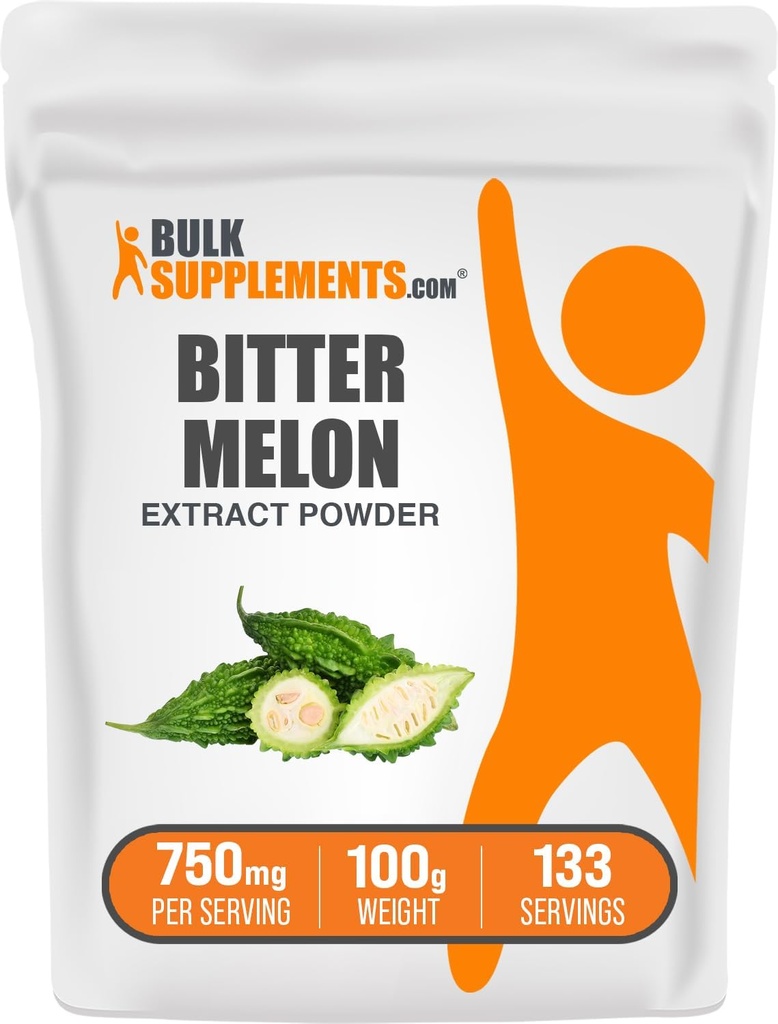 BulkSupplements.com Poudre d'extrait de melon amère - Supplément de melon amère, Extrait de gouard amère - Supplément à base de plantes, sans gluten, 750mg par portion, 100g (3.5 oz) (paquet de 1)