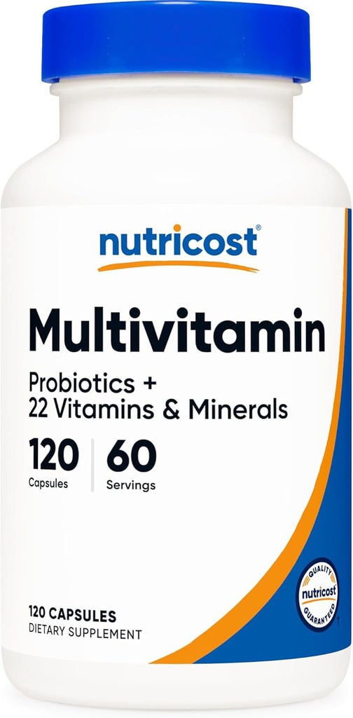 Nutricost Multivitamine avec Probiotiques 120 Capsules végétariennes - emballées avec des vitamines et minéraux