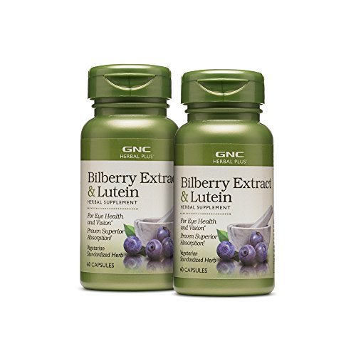 GNC Herbal Plus Bilberry Extract et Lutein® soutient la santé des yeux et de la vision.