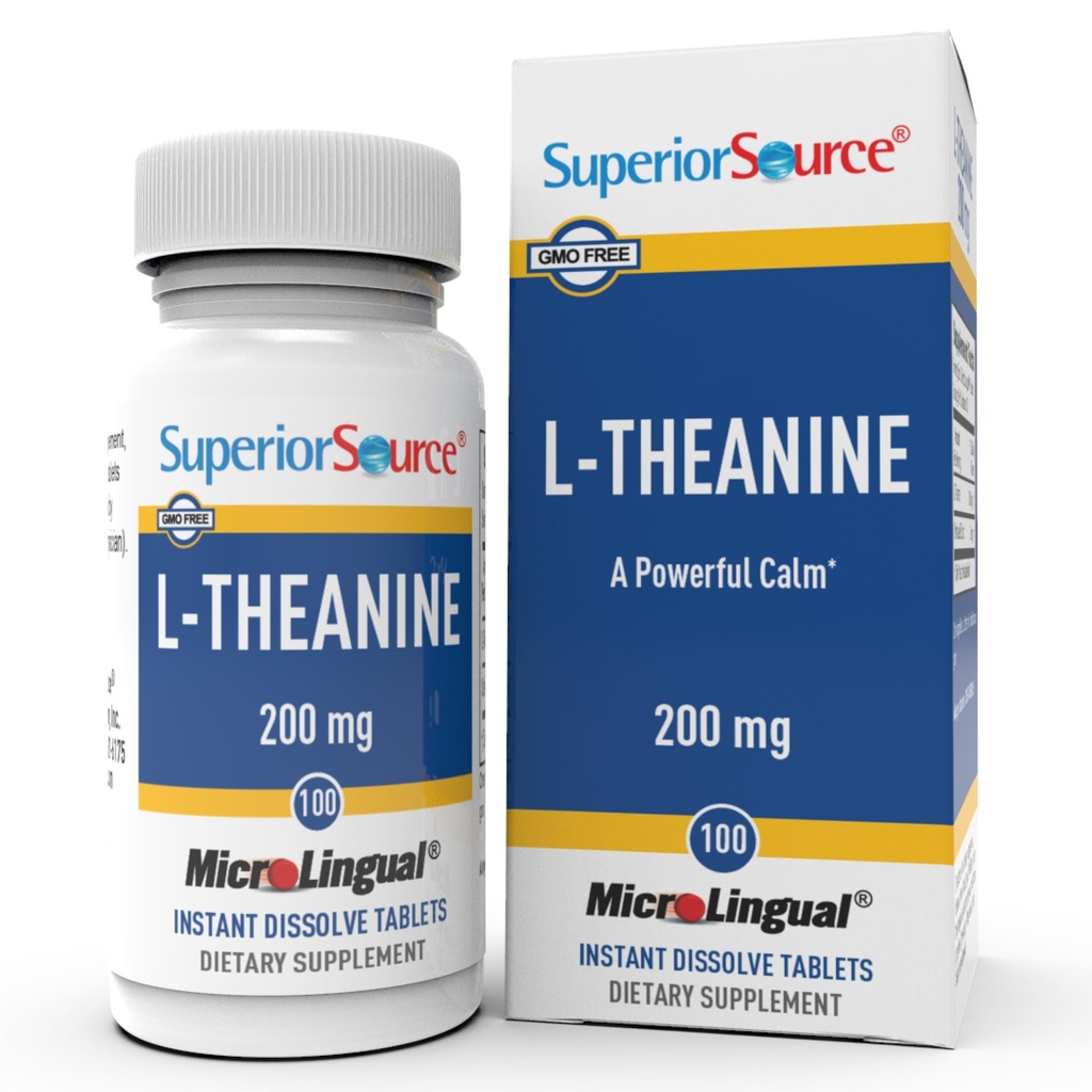 Superior Source L-Theanine 200 mg - Brain Health Support Supplement for Adults - Supplement Formula Aids Better Sleep & Daily Energy - Supports Concentration Naturally - 100 Instant Dissolve Tablets