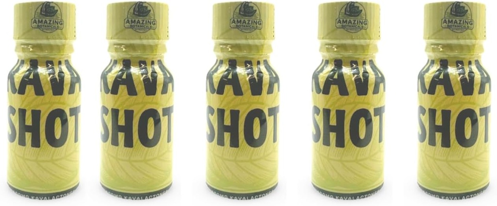 Étonnantes botaniques KAVA Shot - 500mg Kavalactones - Arôme original - Supplément alimentaire - 5 Compte - 10ml