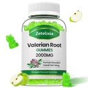Gommies de racines valérianes biologiques, supplément à base de plantes pour la relaxation et le soutien de l'humeur, Gommies de sommeil sans mélatonine pour adultes, végétalien, non-OGM, saveur de pomme, 60 comte