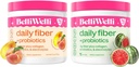 Belli Welli Daily Fiber Supplement Bundle with Collagen, Probiotics & Electrolytes – Peach Mango & Watermelon Flavors – Soutient la digestion, l'équilibre gustatif, le dégel – 32 portions Total
