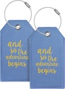 Tag & Initial Bagage Tags pour Valises Sac en cuir Tags pour Sacs à dos Sac à main Instrument d'école avec nom ID Étiquette Voyage Essentiels, Unique Fun Bleu Personnalisé Bagage Tags 2 Pack