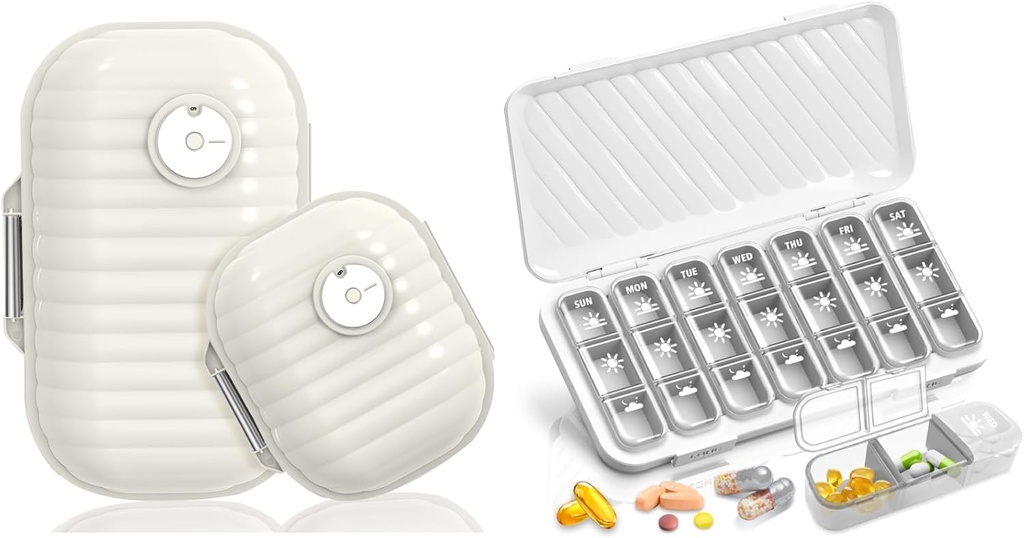 Organisateur de pilules de voyage, 7 jours et pilules Organisateur 3 fois par jour, 7 jours Pill Box - GloDeals Organisateur hebdomadaire de pilules Daily Medicine Container Dispenser Case for Vitamine Fish Oil Supplement