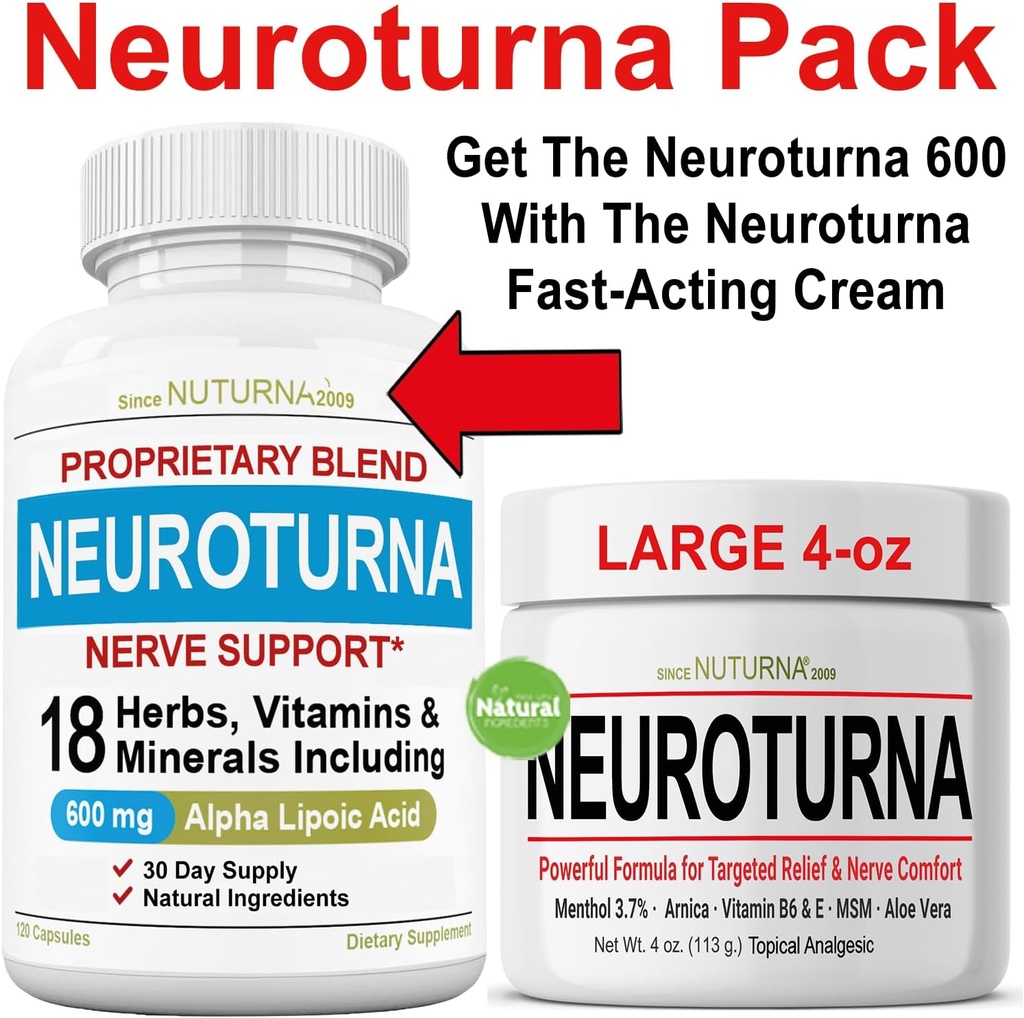 Neuroturna Nerve Support 600 mg ALA Plus Neuroturna Nerve Crème 4oz