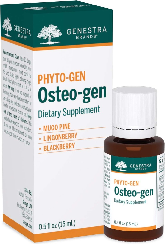 Genestra Brands Osteo-gen | Mugo Pine, Lingonberry, and BlackBerry Herbal Supplement | 0.5 fl. oz.