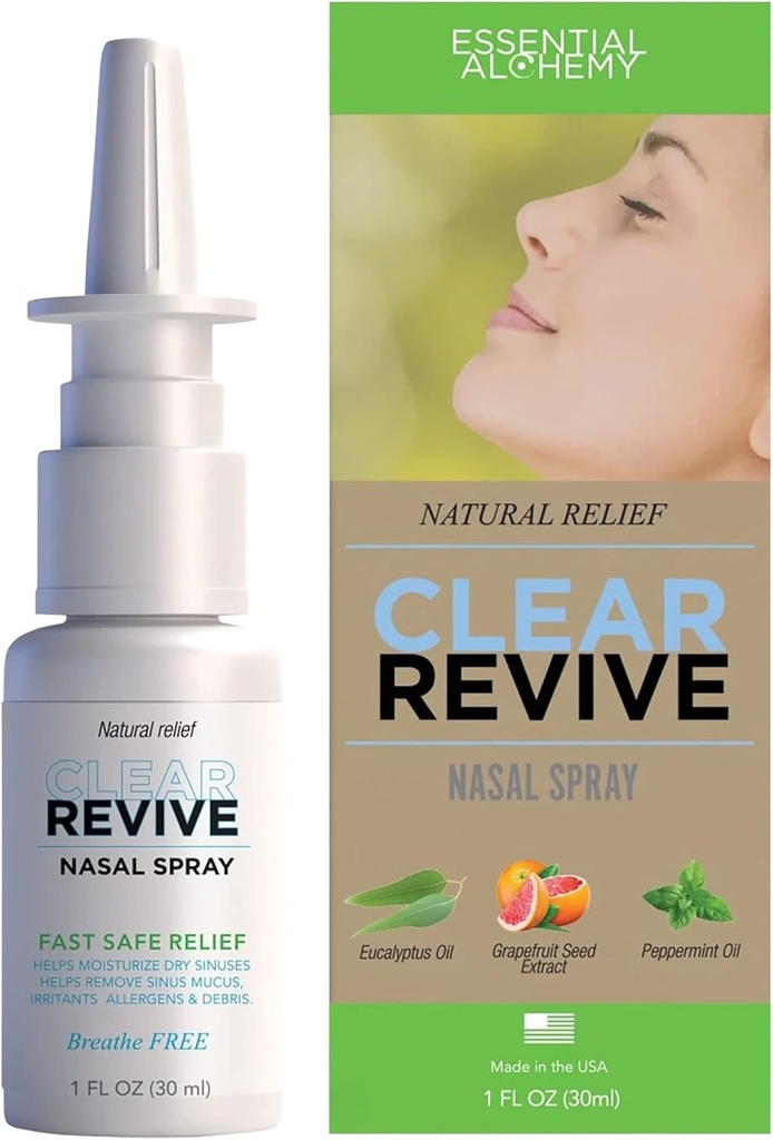 Spray nasal, soulagement de l'allergie, soulagement rapide de l'irritation du nasal et du sinus, séchage et élimination du mucus, non somnolence et formule de dépendance zéro (adulte, 1pk)