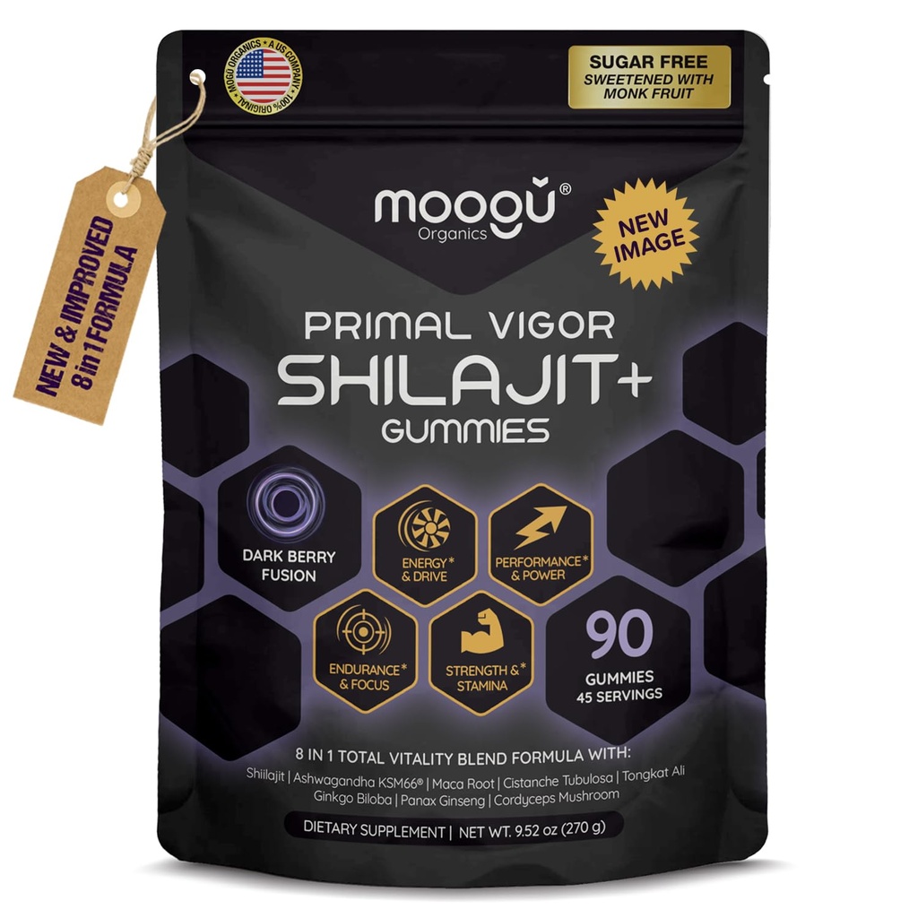 18,000mg Pure Himalayan Shilajit (90 Gummies) Ashwagandha, 75% Acid Fulvic & 85+ Trace Minerals I Hommes, Femmes I Panax Ginseng, Rhodiola, Turmeric, Gingko Biloba, Cordyceps, Sting Nettle.