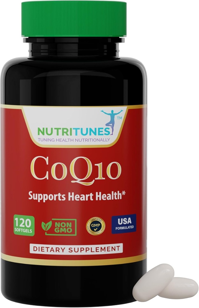 CoQ10 100mg Softgels – Supplément antioxydant à haute absorption pour la santé cardiaque, la production d'énergie et le soutien cellulaire – Non-OGM, sans gluten – 120 Softgels, alimentation de 4 mois