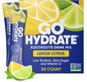 GoHydrate Powder Packets d'hydratation instantanée - faible teneur en sodium électrolytes boisson mélange - Natural Hydratation Support, sans sucre électrolyte boisson en poudre avec vitamine D, 30 paquets, Citrus citron