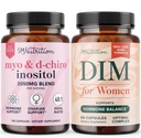 SMNutrition Women's DIM Supplement & Myo-Inositol & D-Chiro Inositol Exclusivité Hormone Balance Bundle avec un rapport de 40:1 (30 portions) et 250mg DIM Supplément pour complexe de femmes (60 portions)