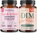 SMNutrition Women's DIM Supplement & Myo-Inositol & D-Chiro Inositol Exclusivité Hormone Balance Bundle avec un rapport de 40:1 (30 portions) et 250mg DIM Supplément pour complexe de femmes (60 portions)