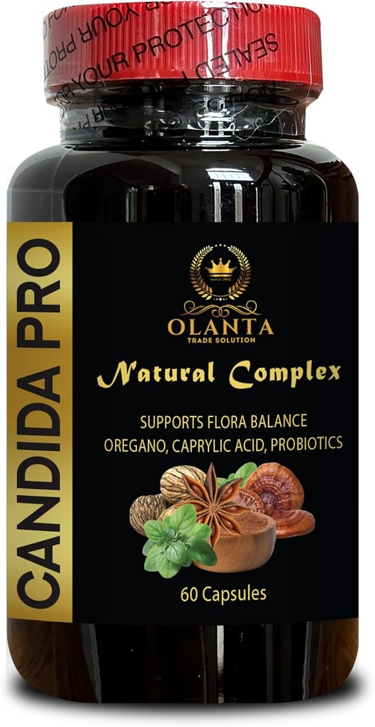 Candida PRO Natural Complex - Graines d'anis organiques, Candida Herbs, probiotiques pour la santé digestif des femmes, Candida Cleanse - 1 bouteille 60 capsules