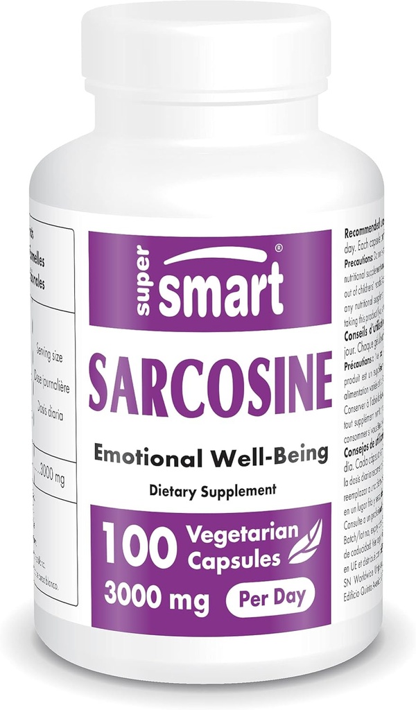 Supersmart Sarcosine 3000mg par jour (N-méthylglycine) - Supplément Nootropique - Nutrition du cerveau