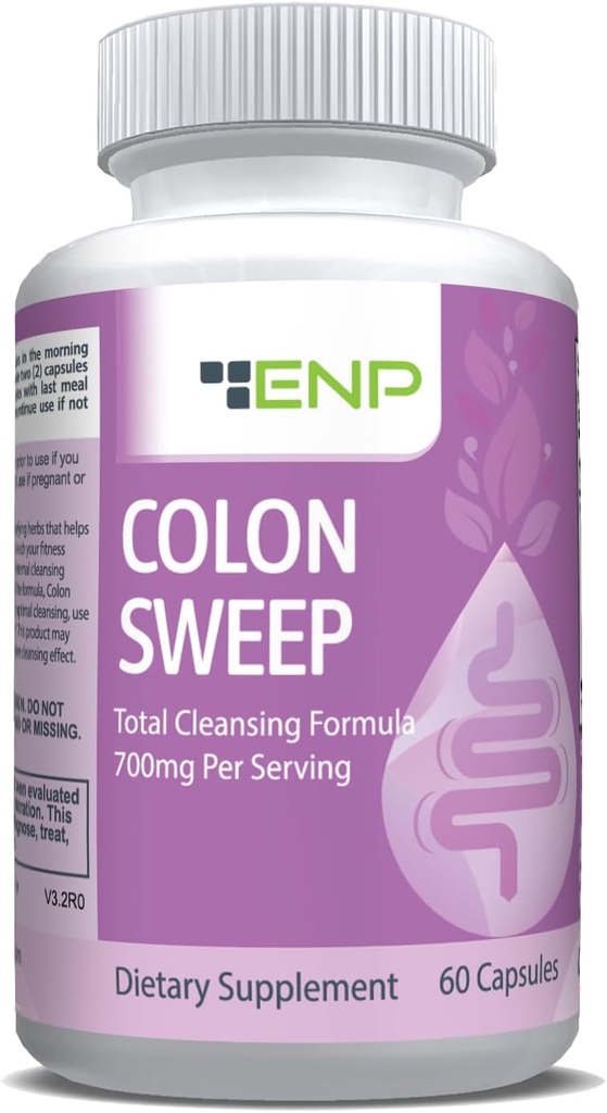 ENP Colon Sweep.. 15 jours Colon Cleanse avec Psyllium Husk, Cascara Sagrada et Bentonite, 60ct
