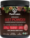Plantfusion Bio Beet Root Powder - Superfood Beet Supplement to Support Blood Flow & Circulation - Fermented Whole Food Nutrition - Non-OGM, végétalien, sans gluten, 6,34 oz 30 portions