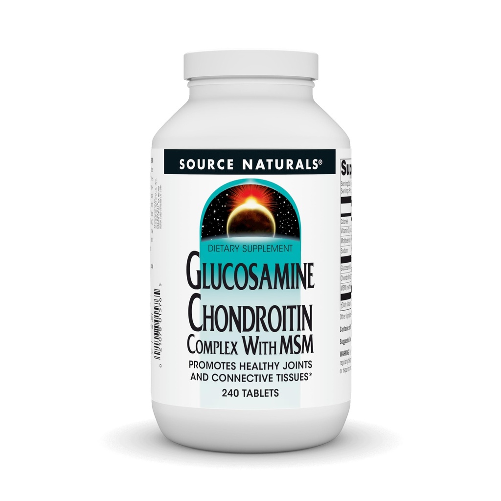 Source Naturals Complexe de la glucosamine à la chondroïtine avec MSM, favorise la santé des articulations et les rejets conjonctifs* - 240 comprimés