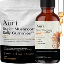 Auri Energy & Immune Boost Pack Super Mushroom Daily Gummies Cordyceps Elixir Bundle - Daily Wellness for Focus, Stamina, and Longevity - 60 Gummies + 60ml Teinture