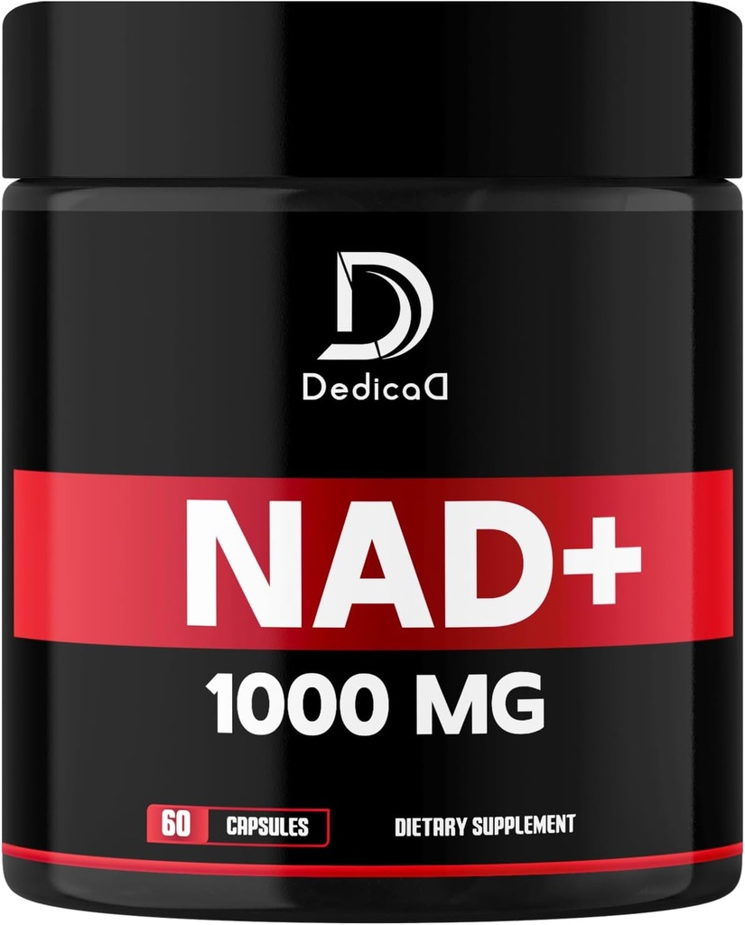 Supplément NAD 1000 mg - Supplément NAD pur - Énergie et réparation de l'ADN, Vieillissement Défense, Fonction cérébrale - 60 Capsules