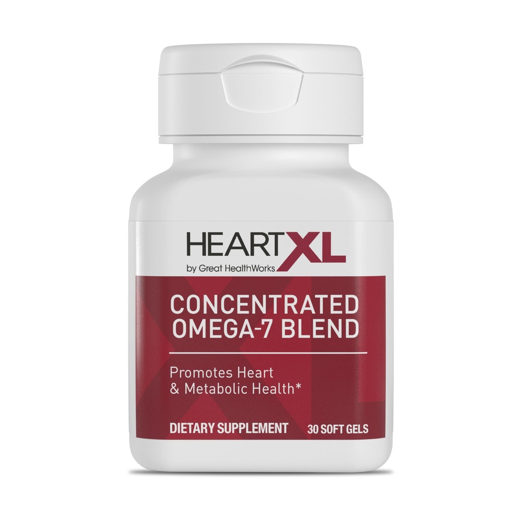 HeartXL High Potency Omega-7 Blend Cardiovascular Health Support - Promotion du métabolisme sain - Supplément santé cardiaque sans gluten - 30 gels souples