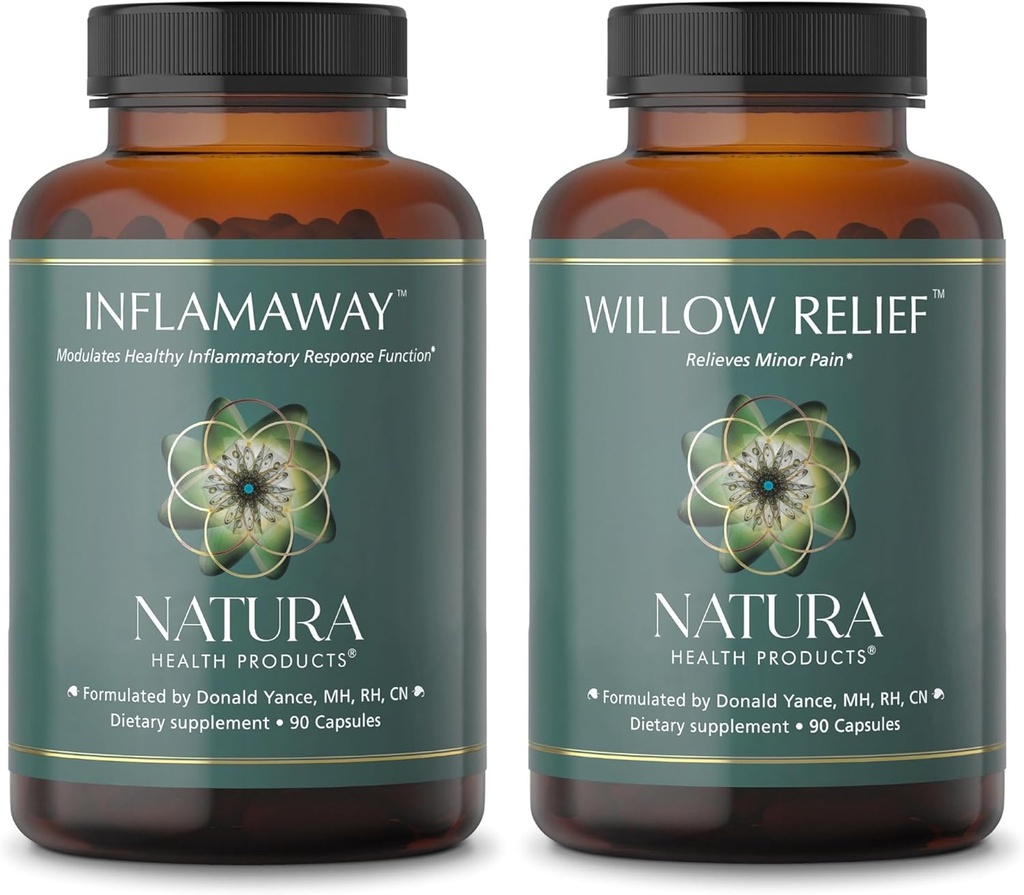 Produits de santé Natura InflamAway et supplément de soulagement du saule - Moduler une réponse inflammatoire saine - Améliore la relaxation musculaire