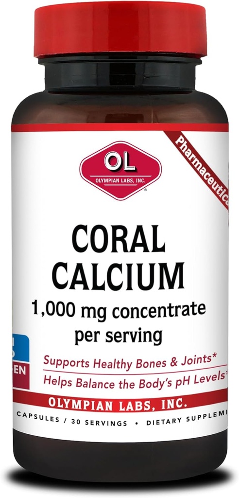 Olympian Labs Coral Calcium 1000mg Concentrate Capsules, Supporting Healthy Bones and pH Balance - 90 Capsules