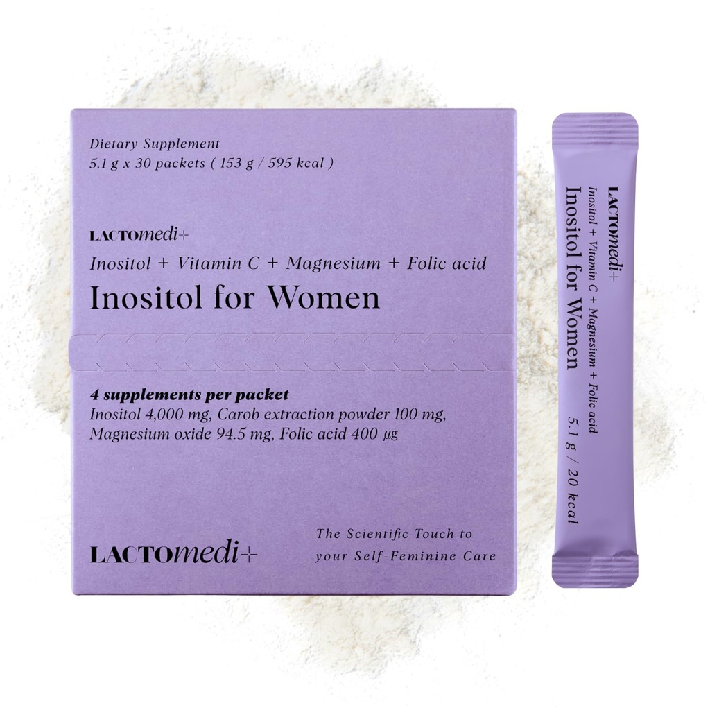 LACTOMEDI Supplément inositol pour les femmes , Myo-Inositol 4000mg + D-Chiro-Inositol 100mg , Équilibré 40:1 Rapport , Cycle menstruel et soutien au bien-être , 30 jours