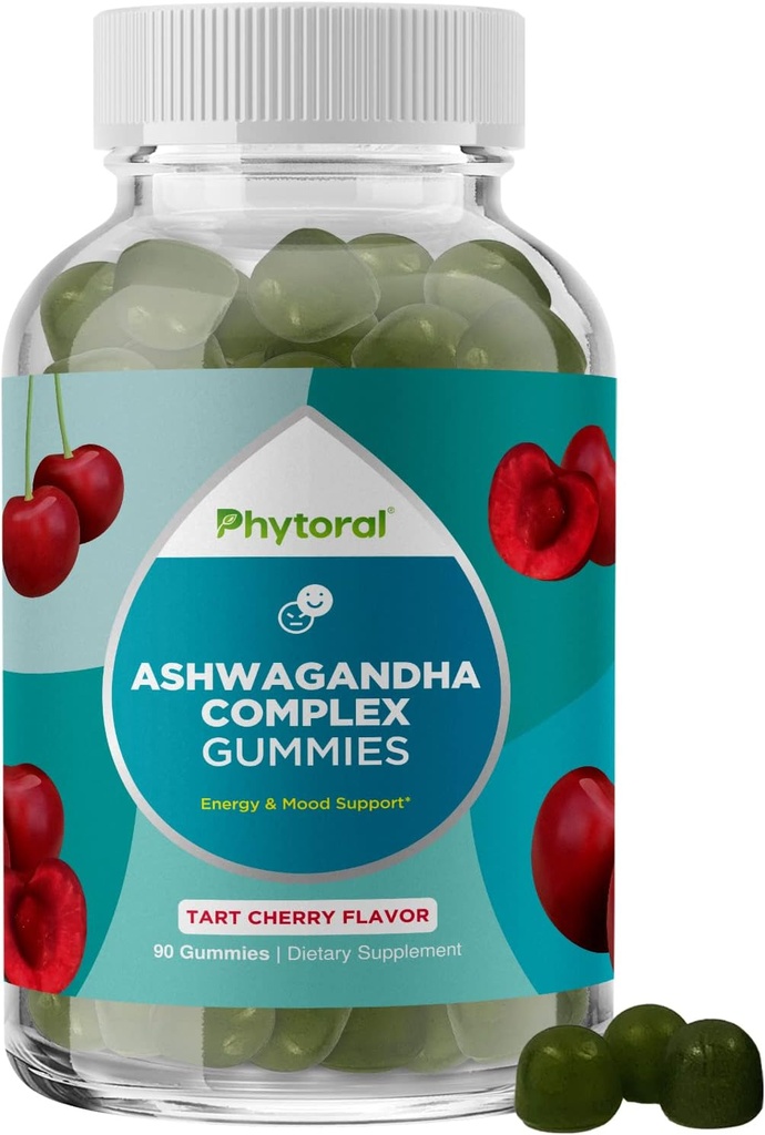 Gummies ashwagandha calmantes pour les hommes et les femmes - 750mg Équivalent de 30:1 extrait de racine avec zinc et vitamine D - Gummes anti-stress adaptogènes savoureux pour les adultes pour l'énergie et le soutien de l'humeur (90 portions)