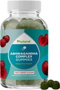 Gummies ashwagandha calmantes pour les hommes et les femmes - 750mg Équivalent de 30:1 extrait de racine avec zinc et vitamine D - Gummes anti-stress adaptogènes savoureux pour les adultes pour l'énergie et le soutien de l'humeur (90 portions)