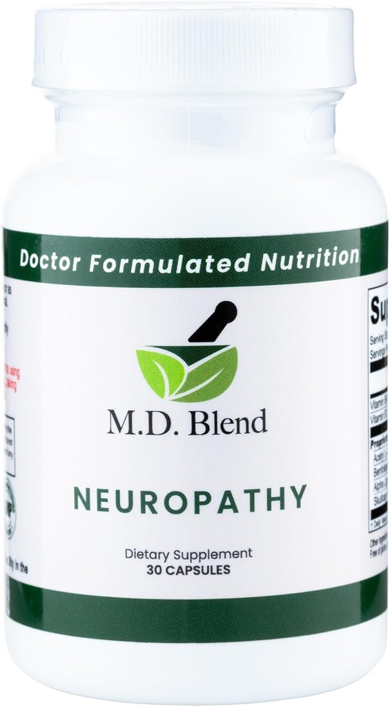 Neuropathie - Expert Formulé - Mélange naturel pour le bien-être optimal de la nerve - Alpha acide lipoïque, L-carnitine, vitamines B6 et B12, racine de la casquette, acétyl L-Carnitine - 30 capsules (1 boîte)