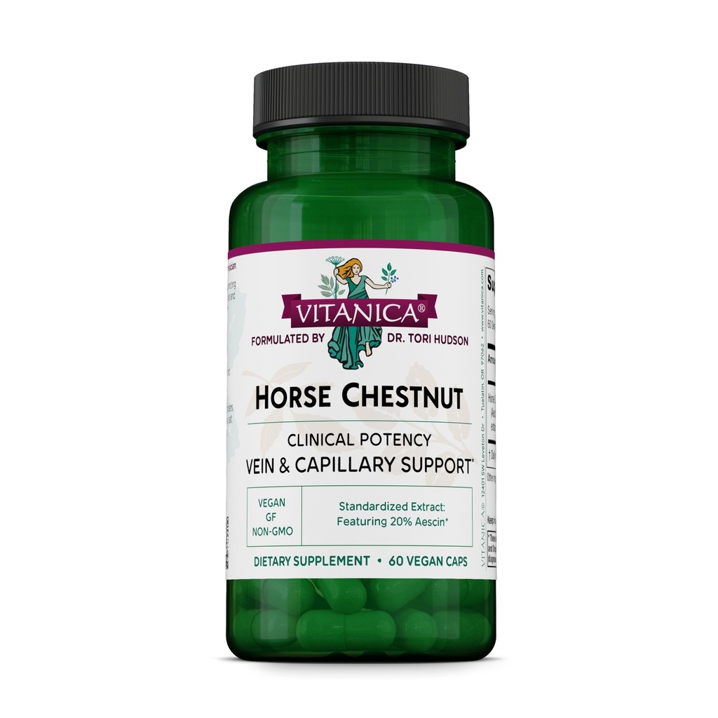 Vitanica Horse Chestnut - Vein Health Support Supplement - Leg & Lower Body Circulation Support - Vascular Health Supplement with Saponins - Vegan - 60 Capsules