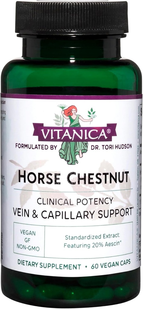 Vitanica, Châtaigne de cheval, favorise la force et la circulation capillaires, végétalien, 60 capsules
