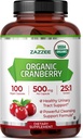 Zazzee USDA Organic Cranberry 25:1 Extract, 500 mg per Capsule, 100 Vegan Capsules, Over 3 Month Supply, Standardized, Concentrated 25X Extract, 100% Vegetarian, Certified Organic, Non-GMO All-Natural