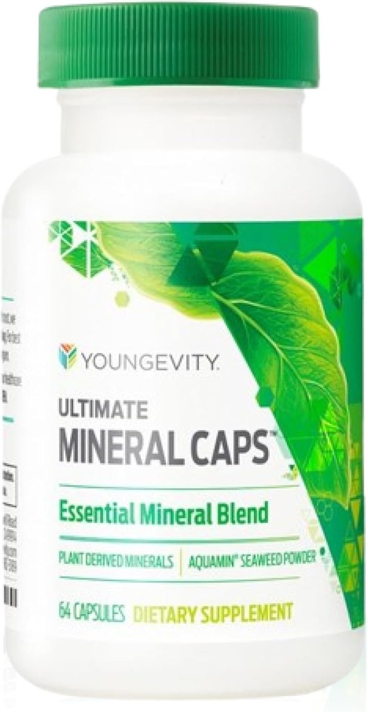 Youngevity Ultimate Mineral Caps™ - 70+ Essential Full Spectrum Trace Minerals - Nutrient-Dense, Derived from Humic & Aquamin Seaweed (64 Capsule) (Pack of 4)
