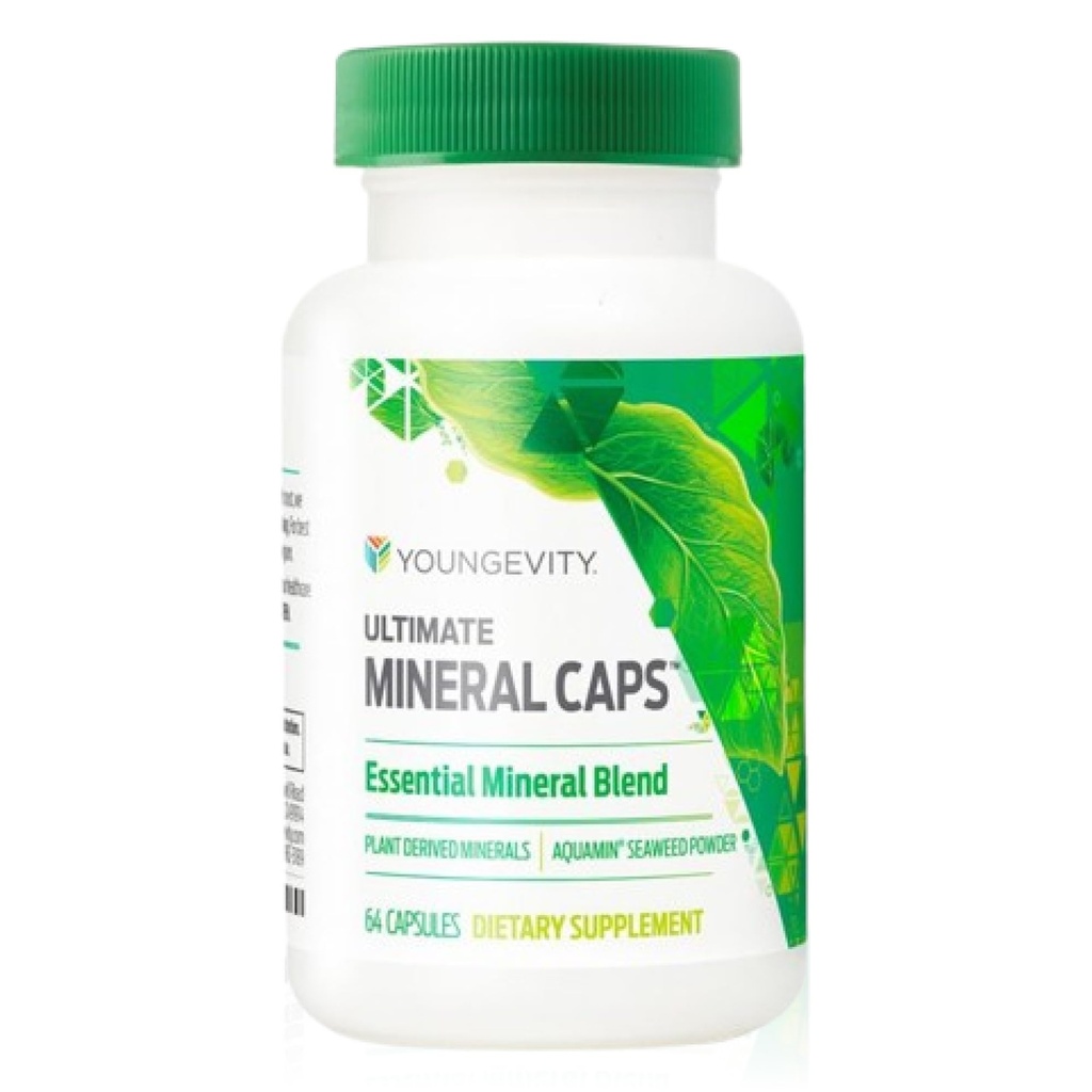 Youngevity Ultimate Mineral CapsTM - 70+ Principaux minéraux du spectre complet - Nutrient-Dense, dérivé des algues humiques et aquamin (64 capsules) (paquet de 4)