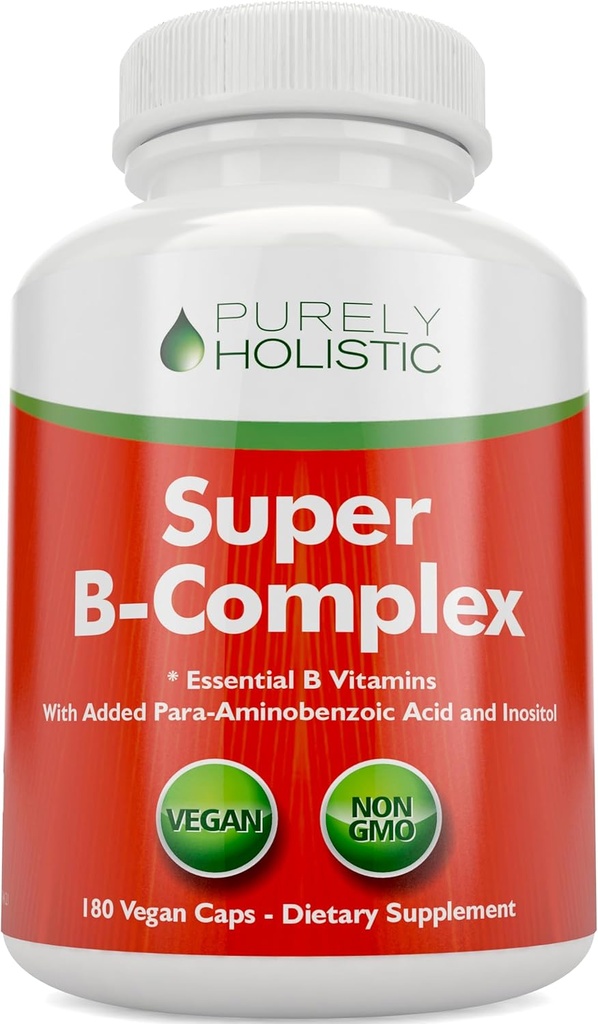 Complexe Vitamine B - 8 Super B Vitamines complexes avec Choline & Inositol, Vitamines B1, B2, B3, B5, B6, B8, B9 & B12 - Complexe B100 - 180 Capsules Vegan - 6 mois d'approvisionnement - Fabriqué aux États-Unis