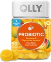 Gummy probiotique OLLY, soutien immunitaire et digestif, 1 milliard d'UFC, supplément probiotique à croquer, mangue, 25 jours d'approvisionnement - 50 comtes