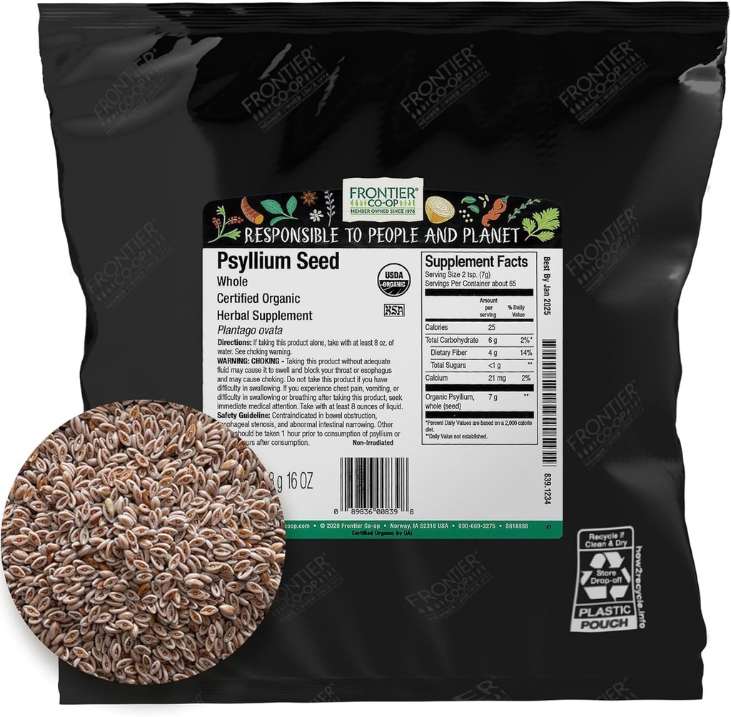 Frontier Co-op Organic Whole Psyllium Seed 1lb