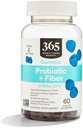 365 par Marché des aliments entiers, Probiotique + Gommies de fibre 2 Million CFU, Arôme de framboise bleue naturelle, 60 ct