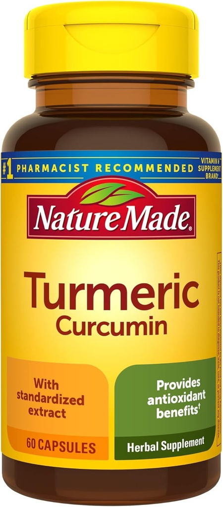 Nature faite curcumine curcumine 500 mg, supplément à base de plantes pour le soutien antioxydant, 60 capsules, 60 jours d'approvisionnement
