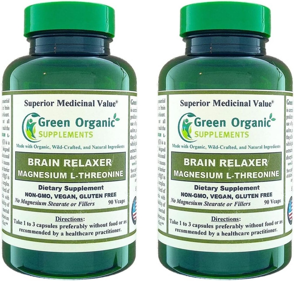 Suppléments bio verts Magnésium L-Thréonine 90 VCaps (paquet de 2)