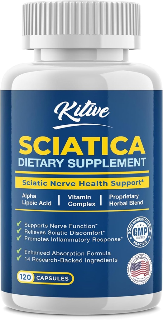 Sciatique Nerve Relief: Supplément de support avancé pour Sciatique – Potent Alpha Lipoïque Acid & Turmeric & Herbal Relief Ingrédients – Fabriqué aux États-Unis, 120 Capsules (120 Compte (paquet de 1), Banana)
